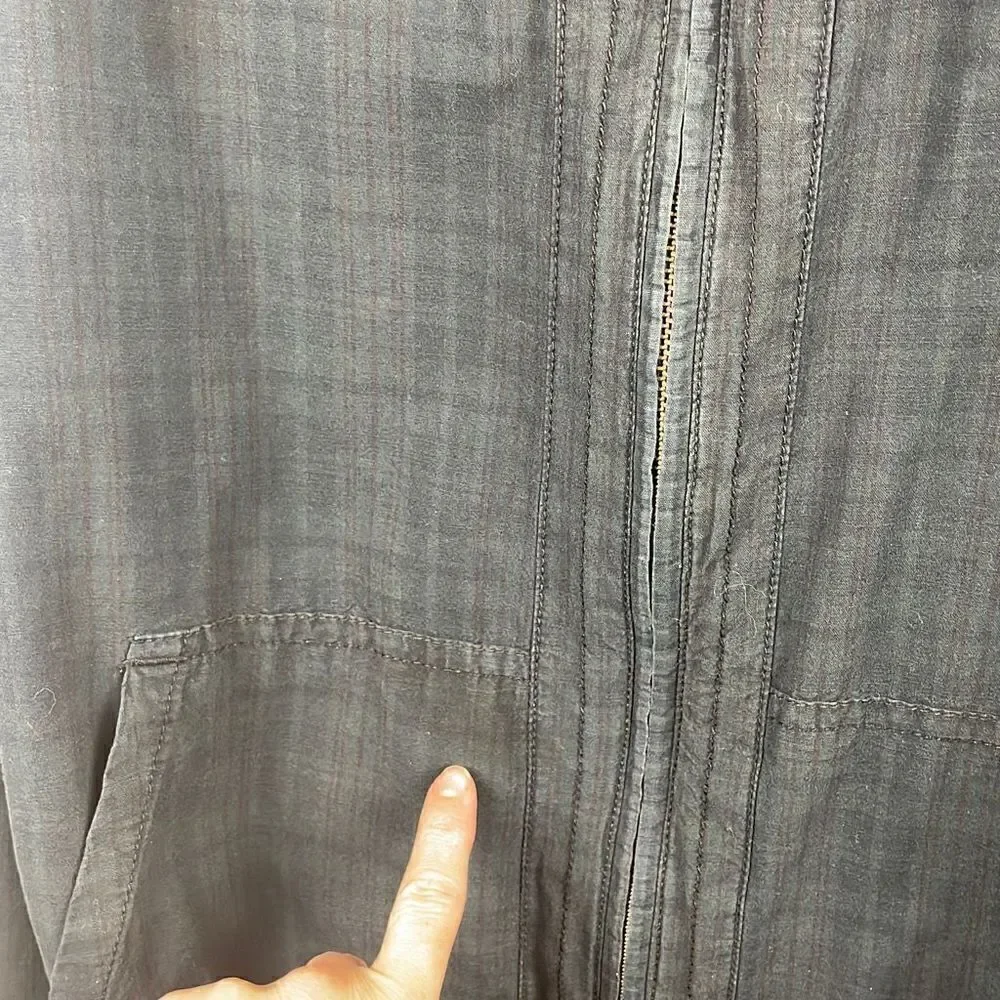 GAP Mens Y2K Barracuda Navy Blue Plaid Zip Up Bomber Jacket sz L